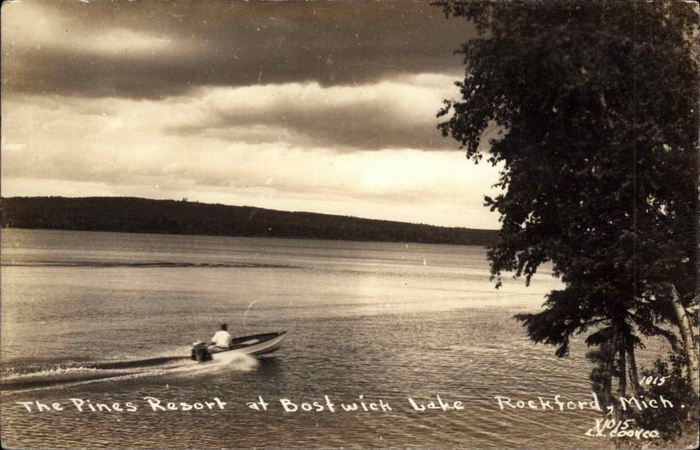 The Pines at Bostwick Lake - Vintage Post Card (newer photo)